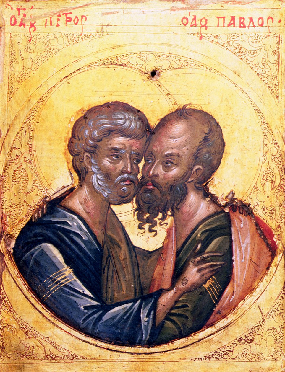 SS:n ikoni. Pietari ja Paavali (tempera paneelissa) tekijältä Byzantine
