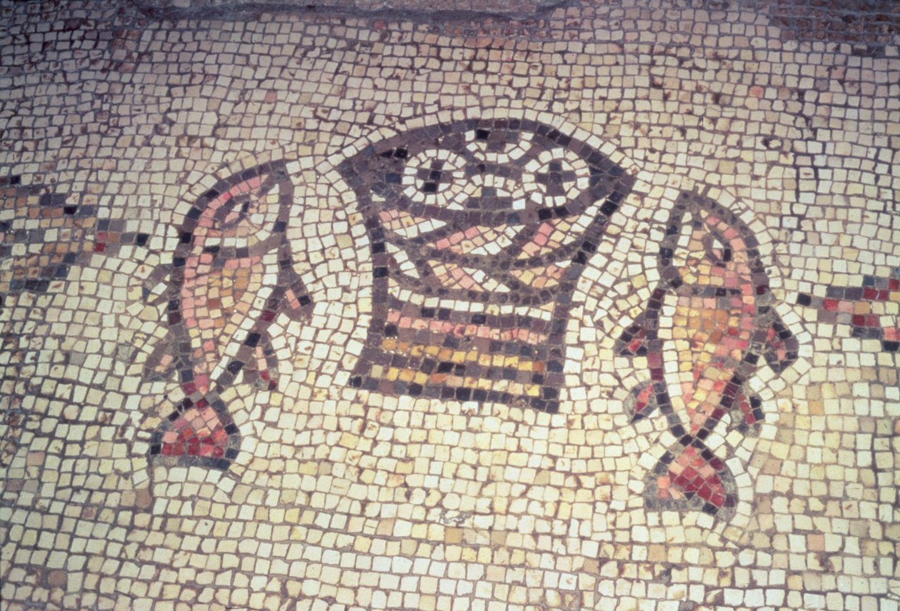 Leivän ja kalojen ihme, 5.-6. vuosisadat jKr (mosaiikki) tekijältä Byzantine