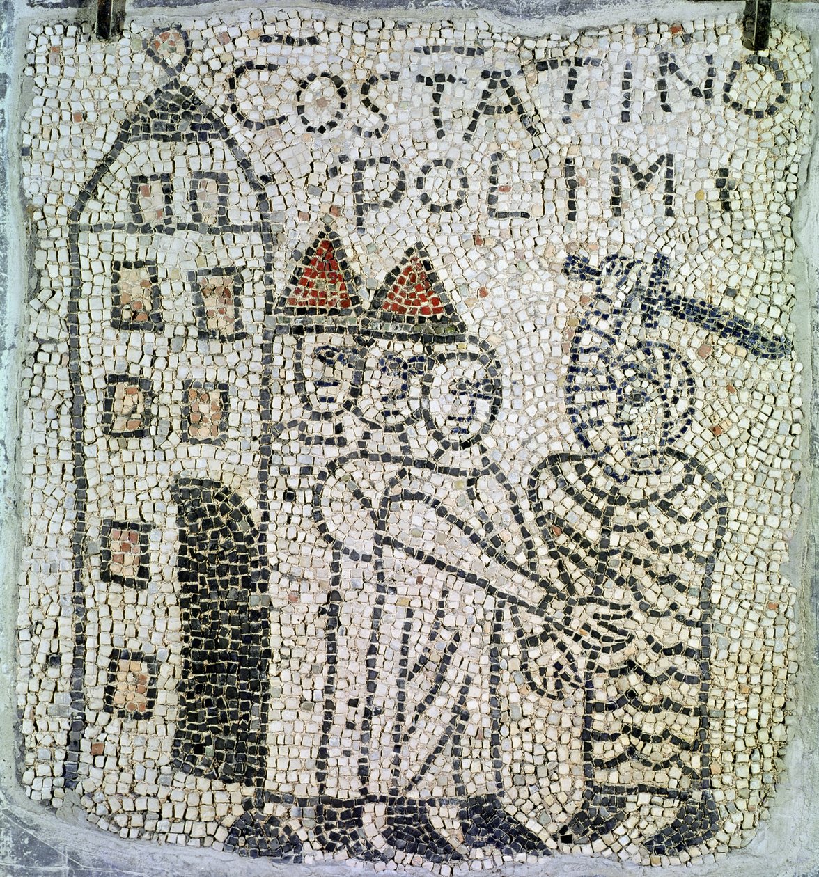 Pyhän Johannes Evankelistan jalkakäytävä, yksityiskohta Konstantinopolin piirityksestä kesäkuussa 1204, 1213 (mosaiikki) tekijältä Byzantine