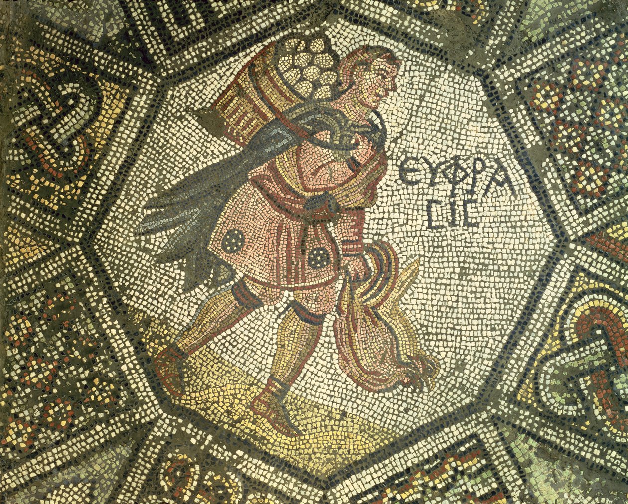 Talonpoika kananpojat ja munakori, 5.-6. vuosisadat (mosaiikki) tekijältä Byzantine