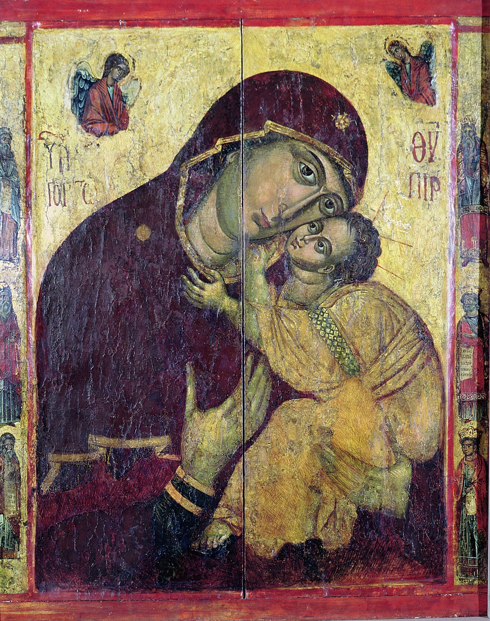 Neitsyt Eleousa, Nessebarista, Bulgariasta, 1200-1300-luku (tempera paneelissa) tekijältä Byzantine