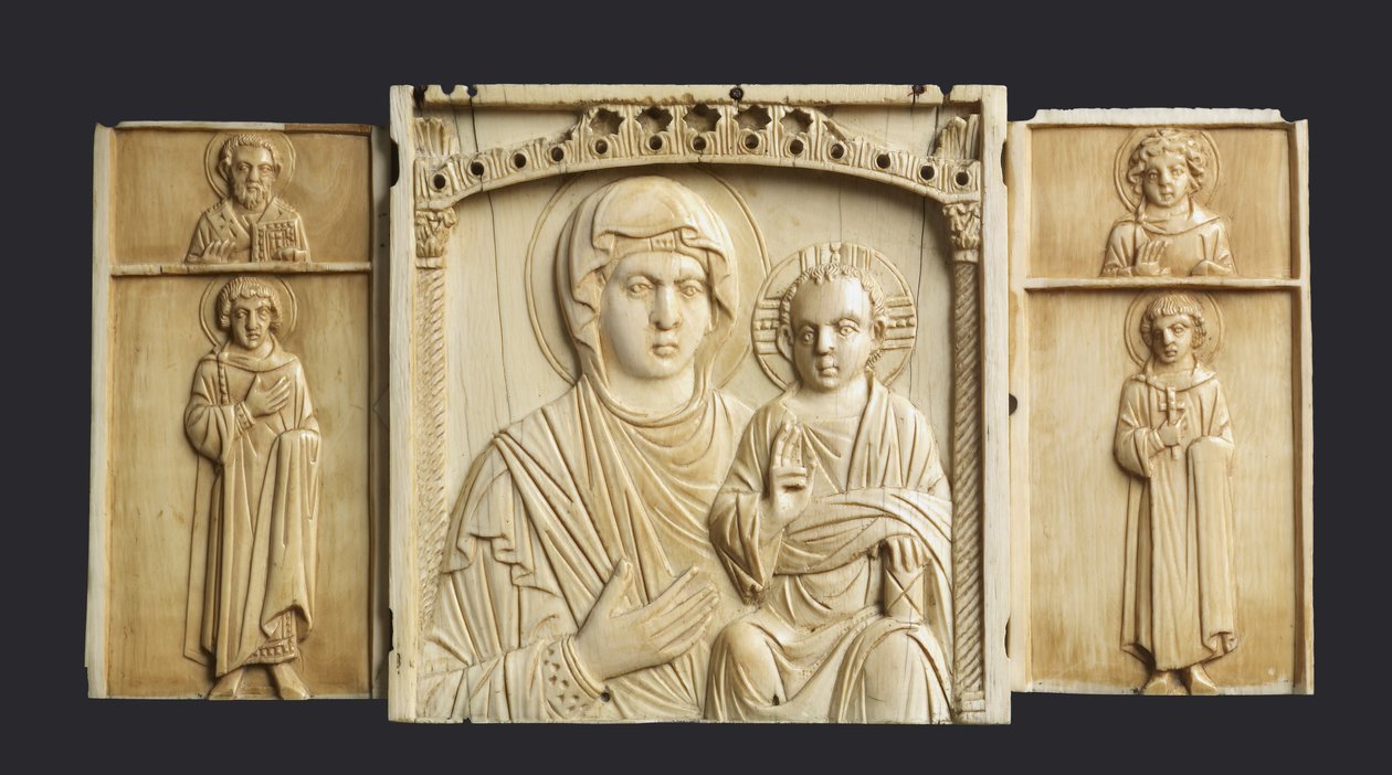 Triptyykki-ikoni Neitsyt Mariasta ja lapsesta pyhimysten kanssa (ks. myös 957216-8). tekijältä Byzantine