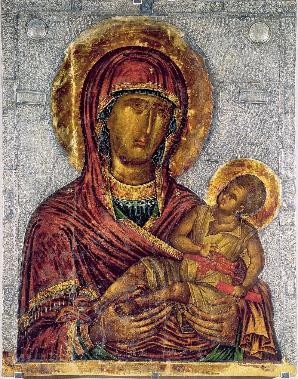 Neitsyt ja lapsi (tempera paneelissa) tekijältä Byzantine