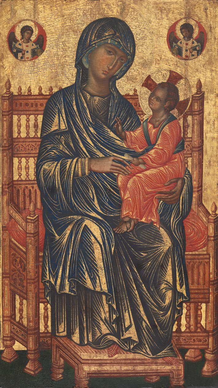 Madonna ja lapsi valtaistuimelle tekijältä Byzantine 13th Century