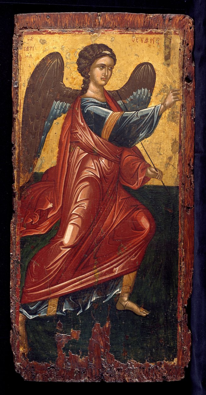Arkkienkeli Gabriel, ikonistaasin kuninkaan ovelta ilmestyneestä kohtauksesta tekijältä Byzantine Greek
