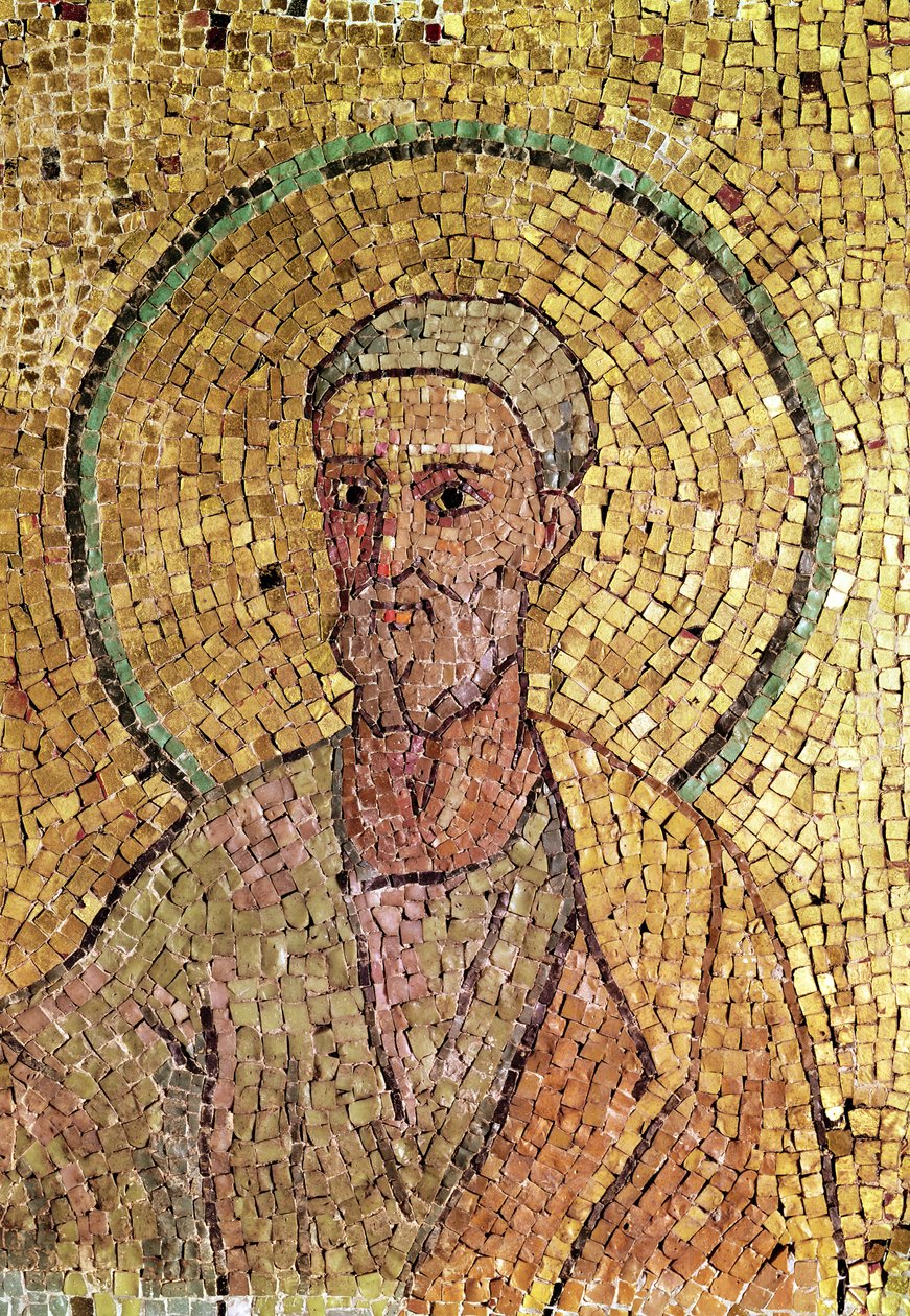 Yksityiskohta Pyhästä Pietarista, Pyhän Pietarin kryptasta, noin 700 jKr (mosaiikki) (katso myös 151558) tekijältä Byzantine School