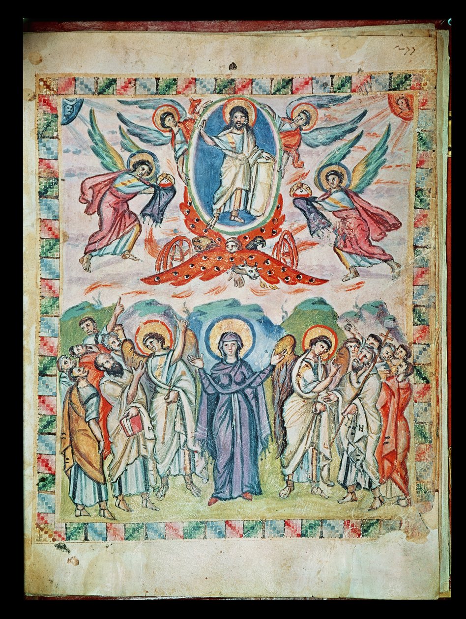 Ms Plt 1 56 Ascension, Rabulan evankeliumeista, 586 jKr. tekijältä Byzantine School