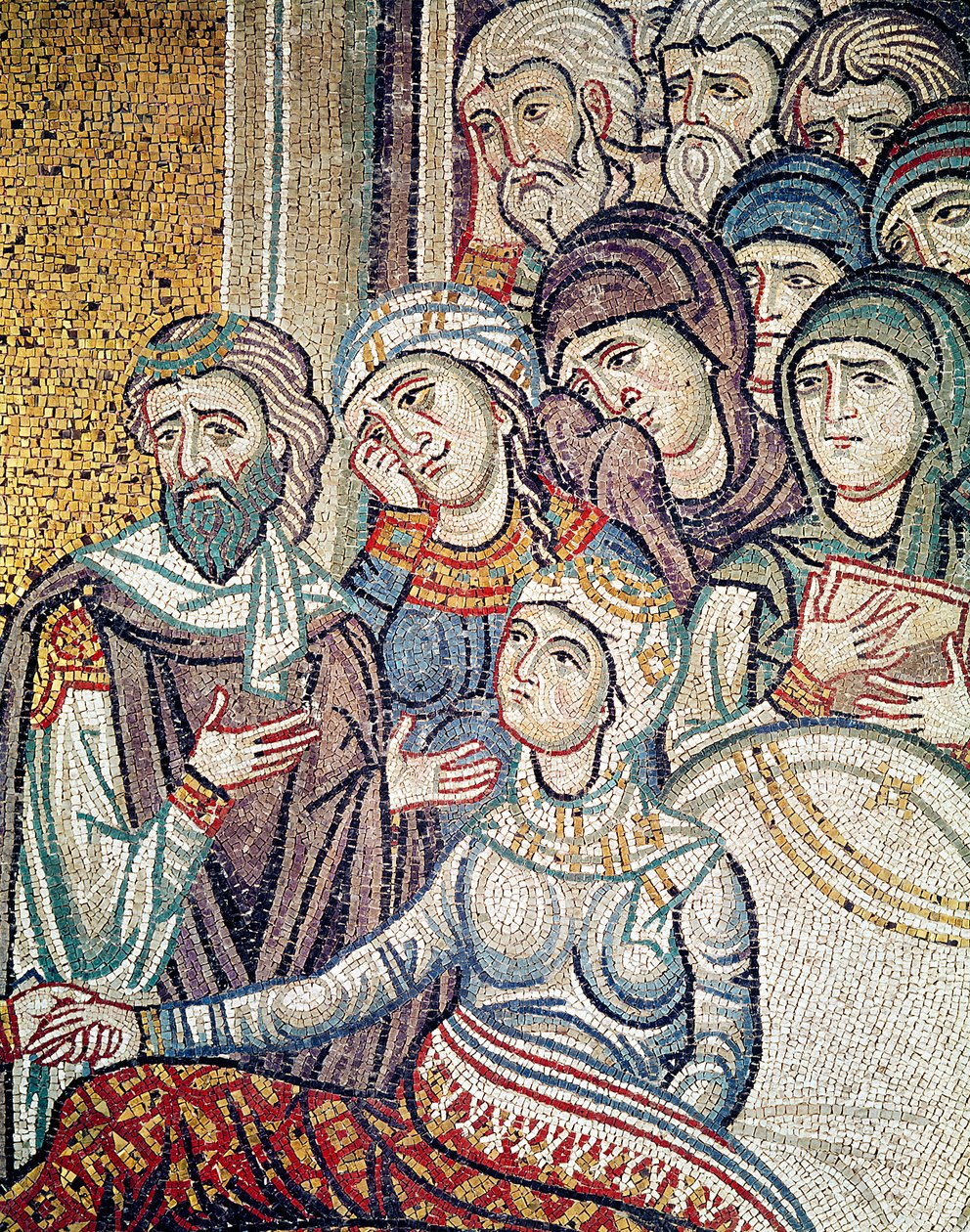 Jairuksen tyttären kasvattaminen (mosaiikki) (yksityiskohta) tekijältä Byzantine School