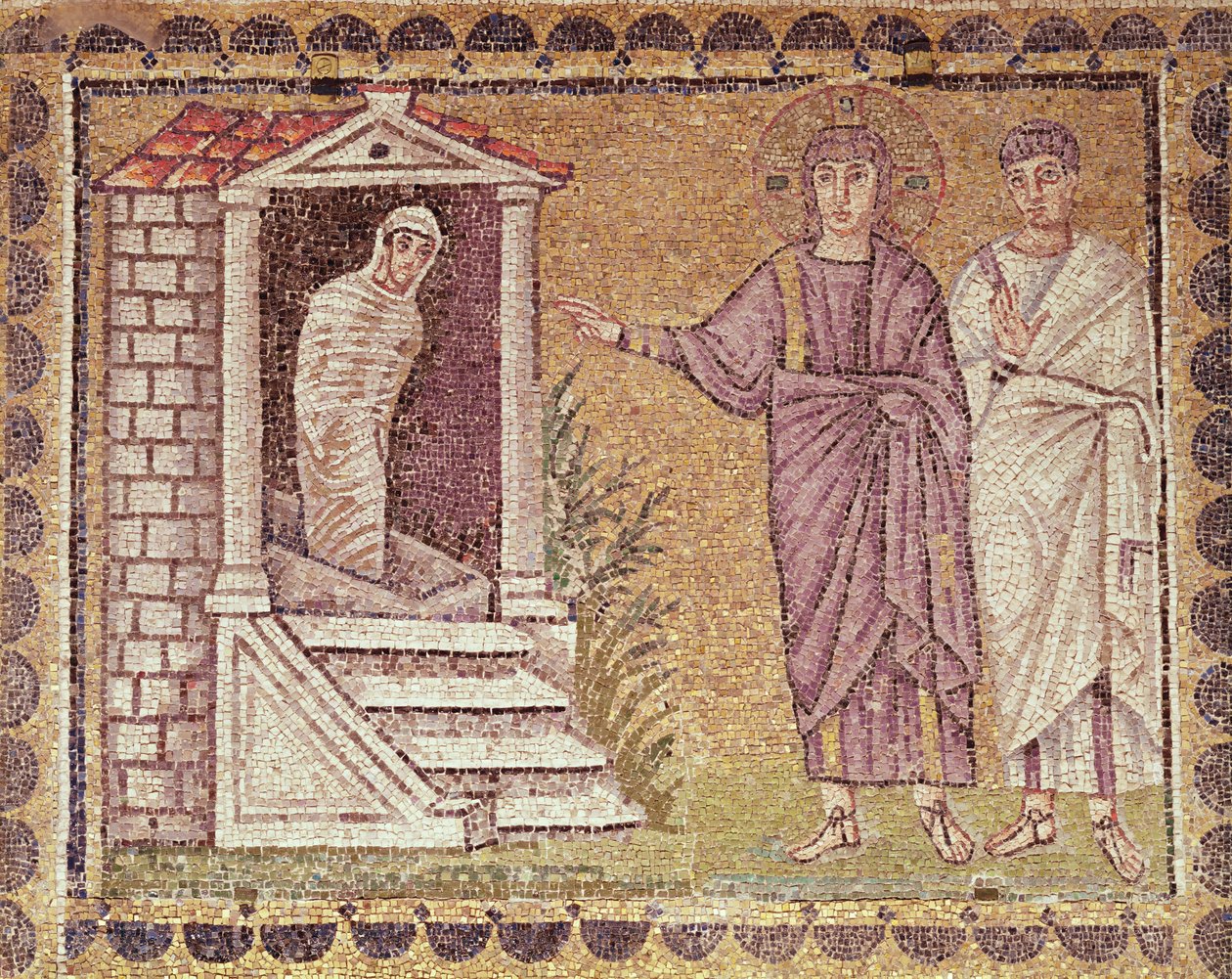 Lasaruksen ylösnousemus, kohtauksia Kristuksen elämästä (mosaiikki) tekijältä Byzantine School