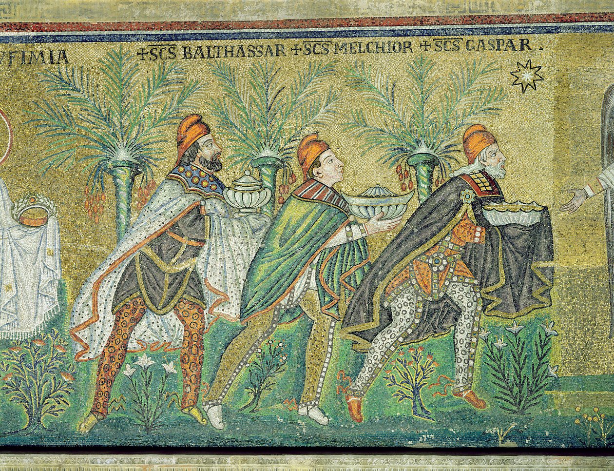 Kolmen kuninkaan kulkue (mosaiikki) tekijältä Byzantine School