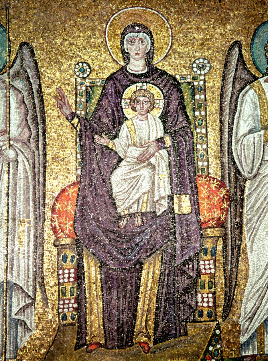 Birhen at Bata, mula sa Prusisyon ng mga Martir sa nave (mosaic)finn tekijältä Byzantine School