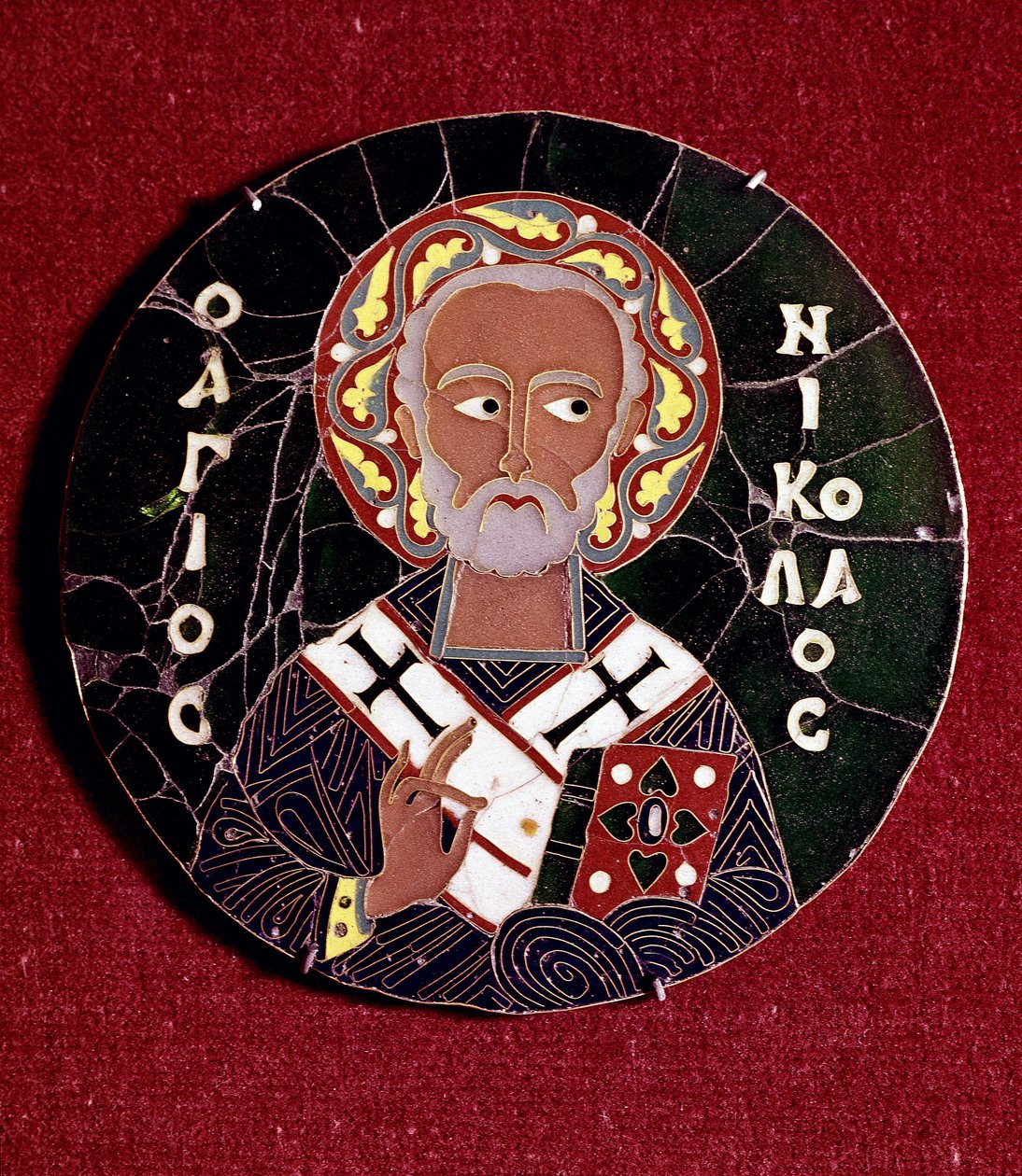 Bysanttilainen taide: Pyhän Nikolauksen Myralainen (tai Bari) esitys (4. vuosisata) (Bysanttilainen taide: pyhä Nikolai Barilainen) 10. vuosisadan sähköposti (Emali) tekijältä Byzantine