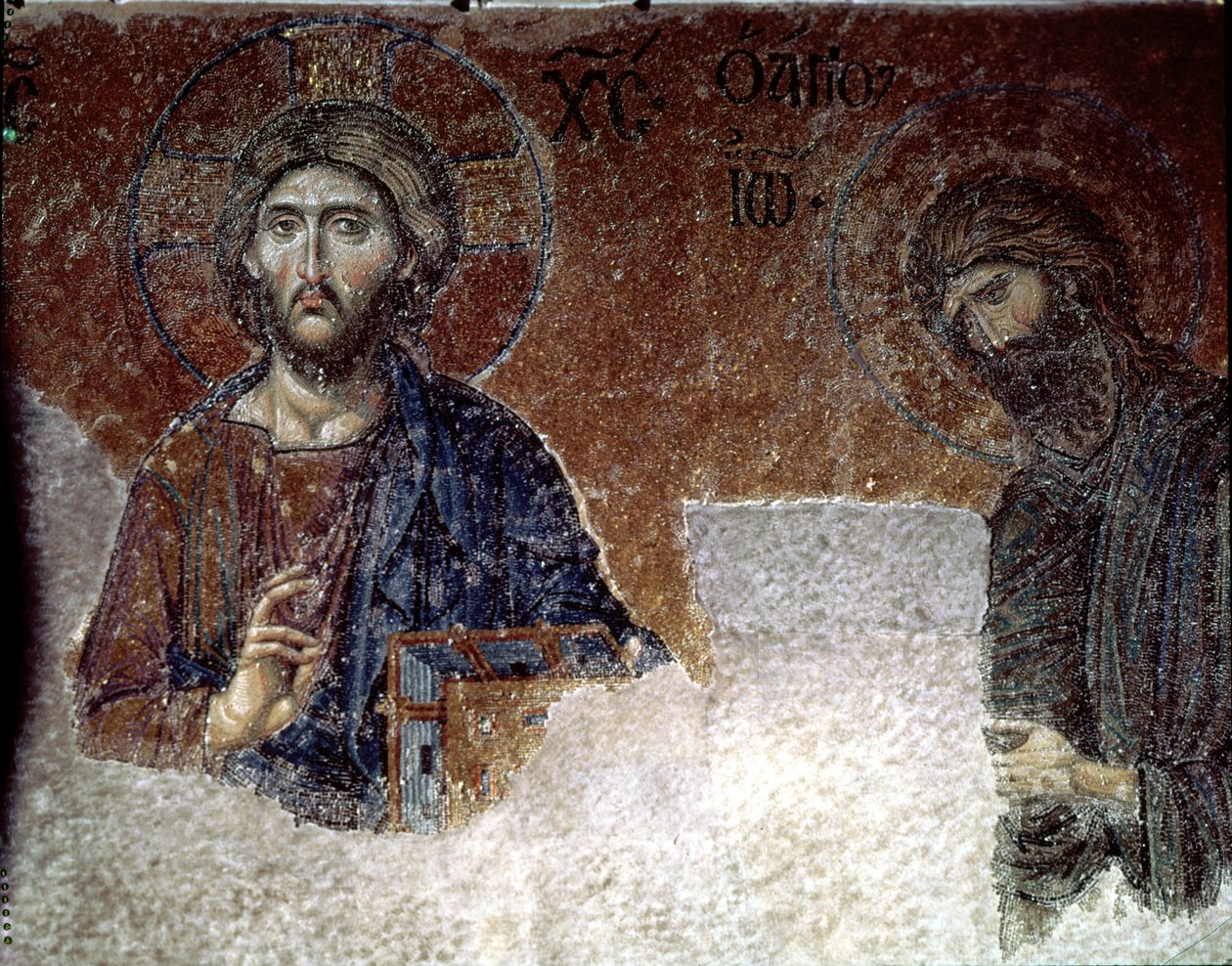 Kristus ja Pyhä Johannes Kastaja Hagia Sofiassa (mosaiikki) tekijältä Byzantine