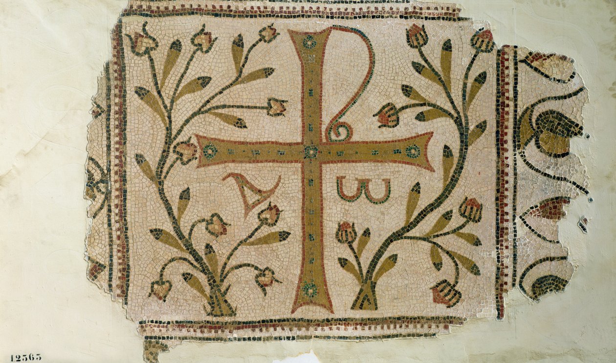 Sbeitlan risti, Henchir Ali Ben Rzalin basilika, Tunisia, 5.-6. vuosisadat (mosaiikki) tekijältä Byzantine