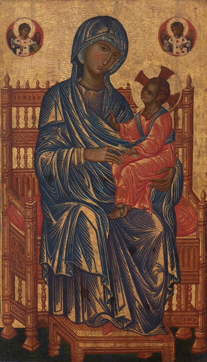 Kruunattu Madonna ja lapsi, noin 1250-1275 (tempera poppelipaneelille). tekijältä Byzantine