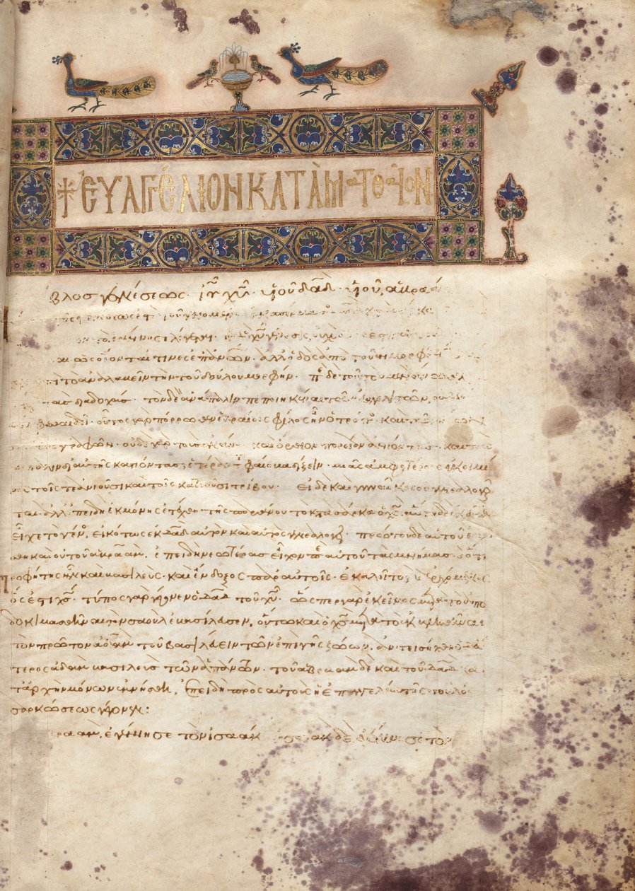 Evankeliumikirja kommenteilla: Matteuksen muotokuva, n. 1000-1100 tekijältä Byzantine