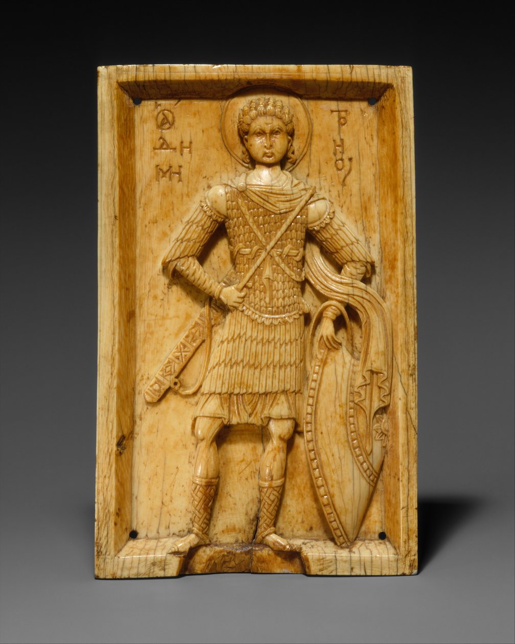 Ikoni Pyhän Demetrioksen kanssa, 950-1000 (norsunluu) tekijältä Byzantine