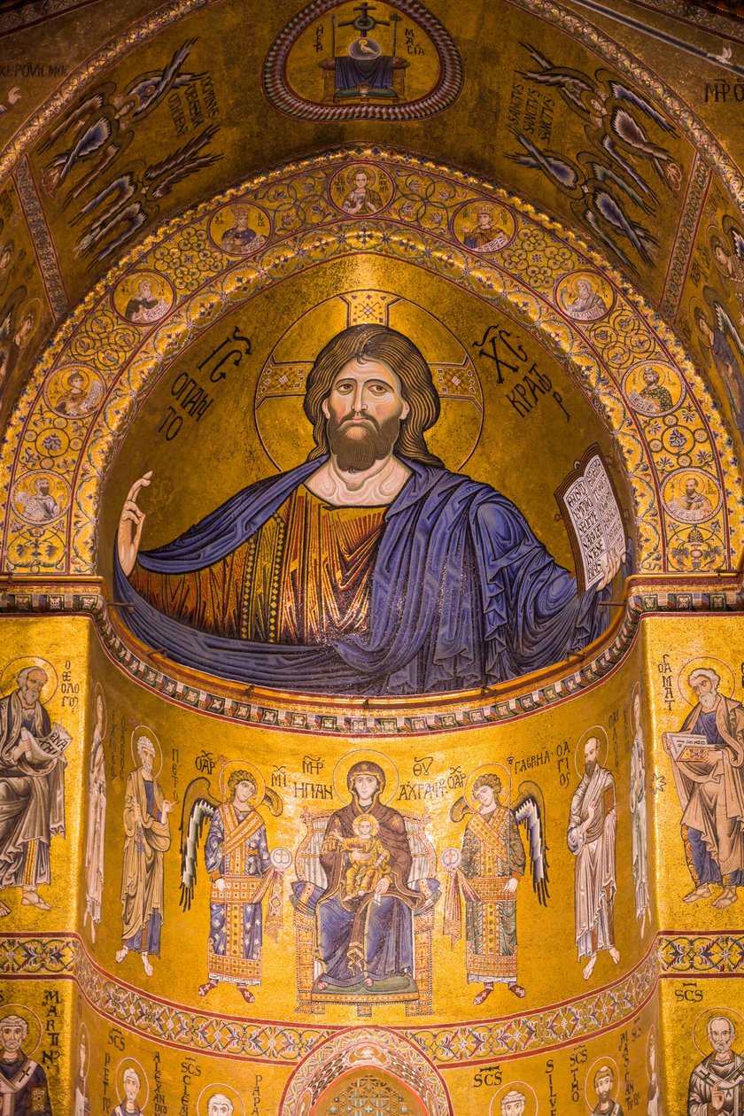 Kuva Jeesuksesta, Santa Maria Nuovan katedraali, Monreale, Sisilia, Italia, Eurooppa tekijältä Byzantine