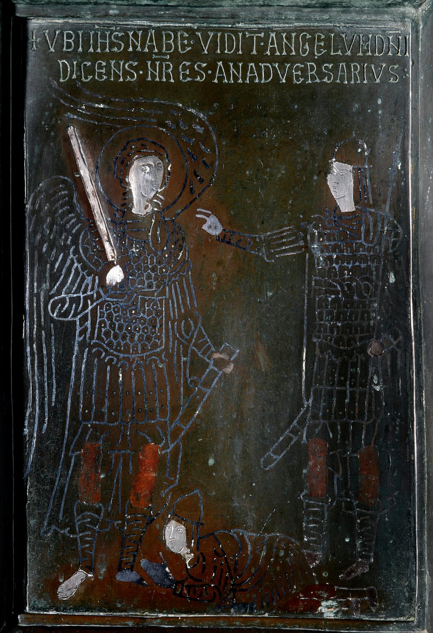 Josue tapaa pronssisen ovilaatan enkelin, joka valmistettiin Konstantinopolissa vuonna 1076. Monte Sant 