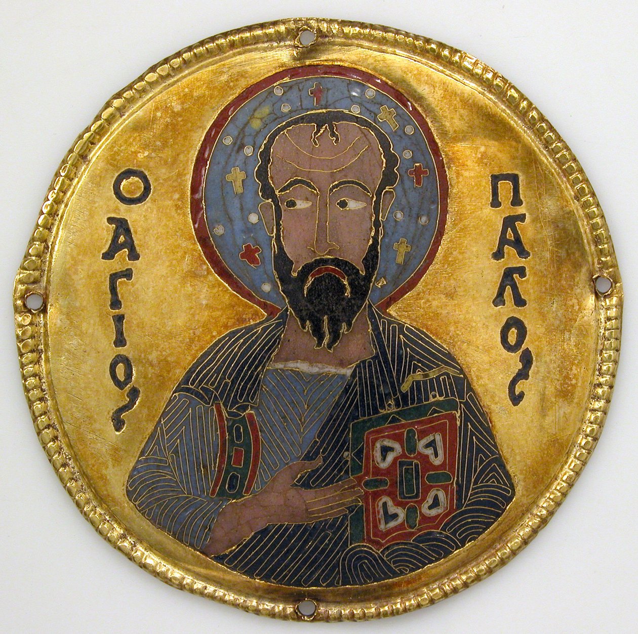 Medaljonki Pyhän Paavalin kanssa ikonikehyksestä, n. 1100 (kulta, hopea ja emali cloisonné) tekijältä Byzantine