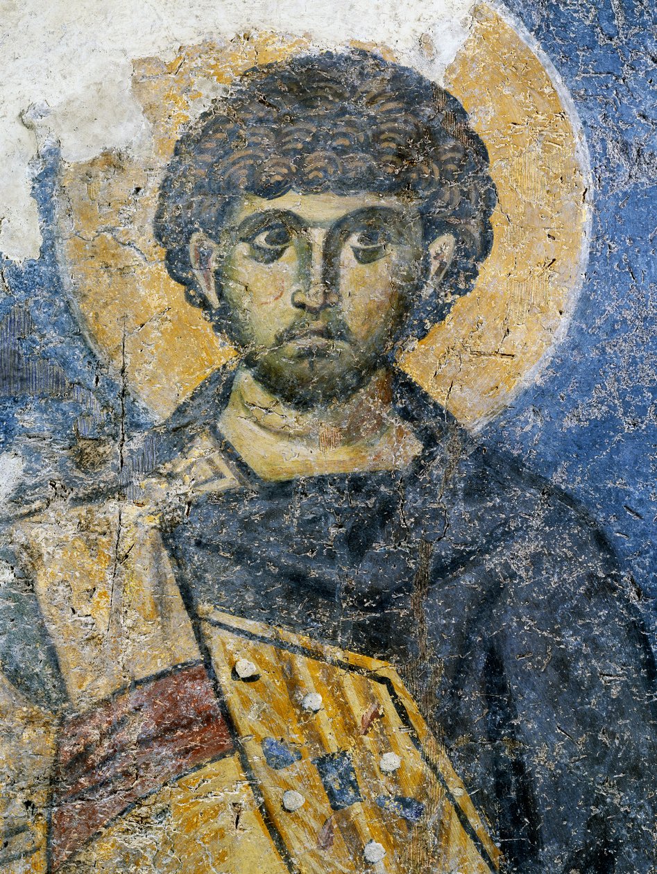 Mercurius of Caesarea, fragmentti freskosta Pyhän Marian Konstantinopolista (nykyisin Odalar-moskeija), Istanbul, Turkki. Bysantin sivilisaatio tekijältä Byzantine