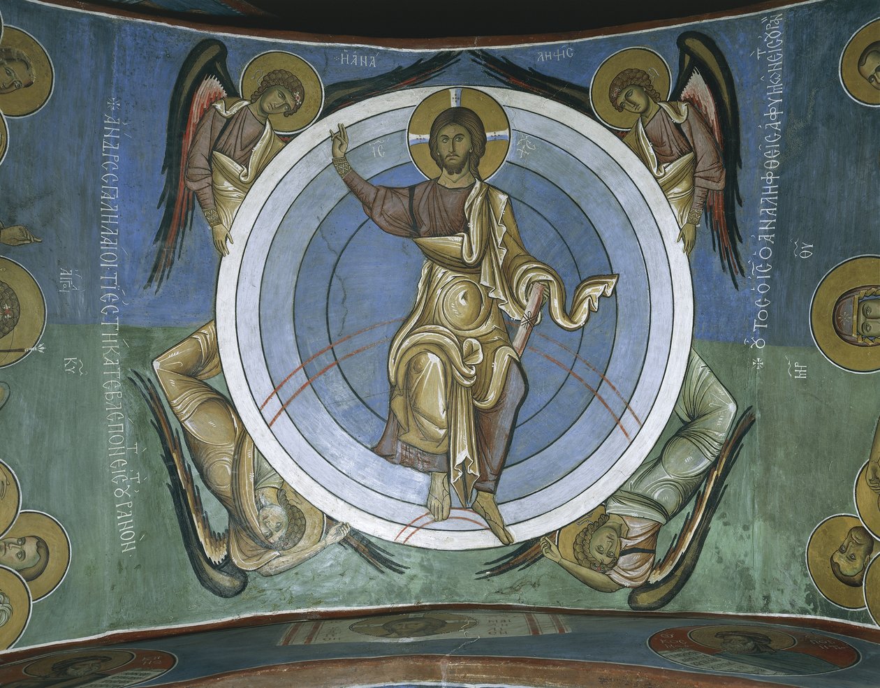 Maalauksia Jeesuksesta Kristuksesta enkelien kanssa, Panagia Too Araka, Lagoudera, Kypros tekijältä Byzantine