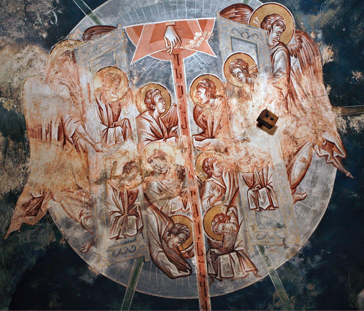 Enkelit - Peinture de Damiane (aktiivinen 1300-luku) - 1300-luku - Fresko - Pyhän Yrjön luostari, Ubisi (Georgie) ©FineArtImages/Leemage tekijältä Byzantine