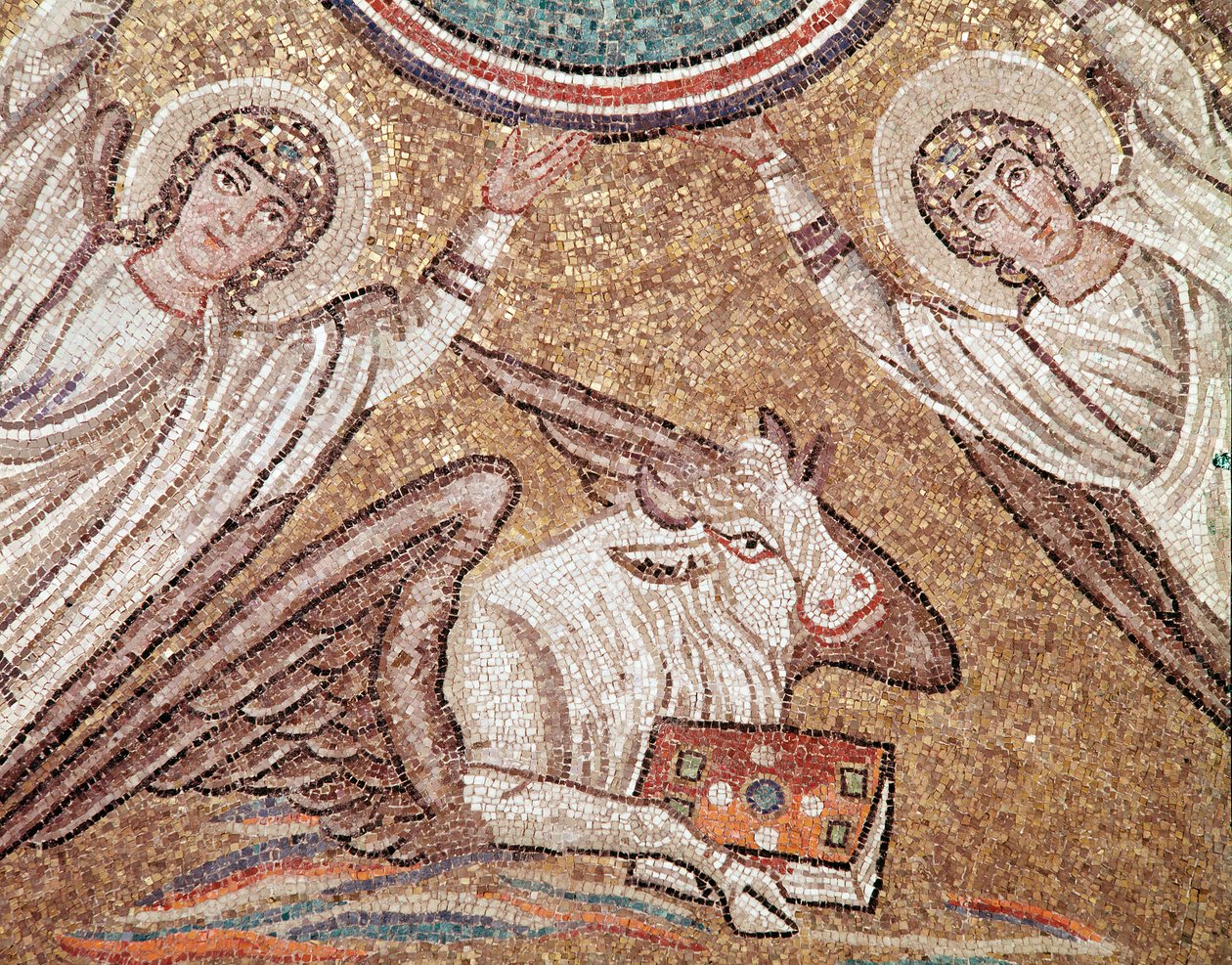 Vasikka, evankelista Luukkaan symboli (mosaiikin yksityiskohta, 494-519) tekijältä Byzantine
