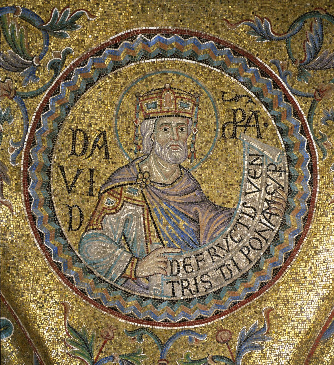 Kuningas David Yksityiskohta sisämosaiikeista Pyhän Markuksen basilikassa, 1200-luku tekijältä Byzantine Byzantine