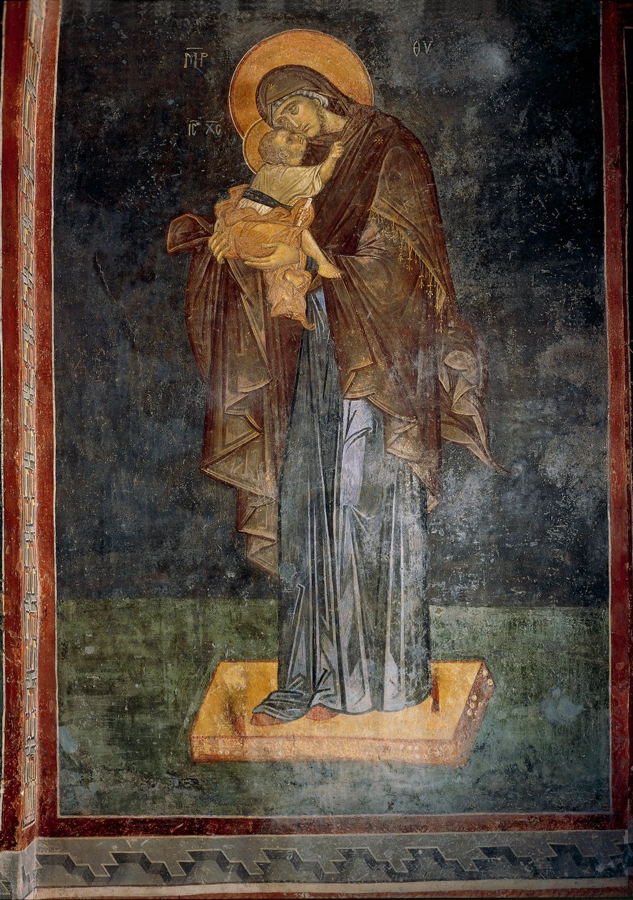 Neitsyt ja lapsi (fresko) tekijältä Byzantine Byzantine