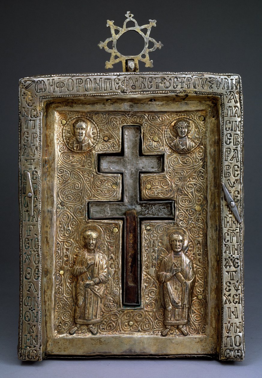 Kullattu hopea staurothek Ristin pyhäkkö, Bysantti, 1100-luku tekijältä Byzantine Byzantine