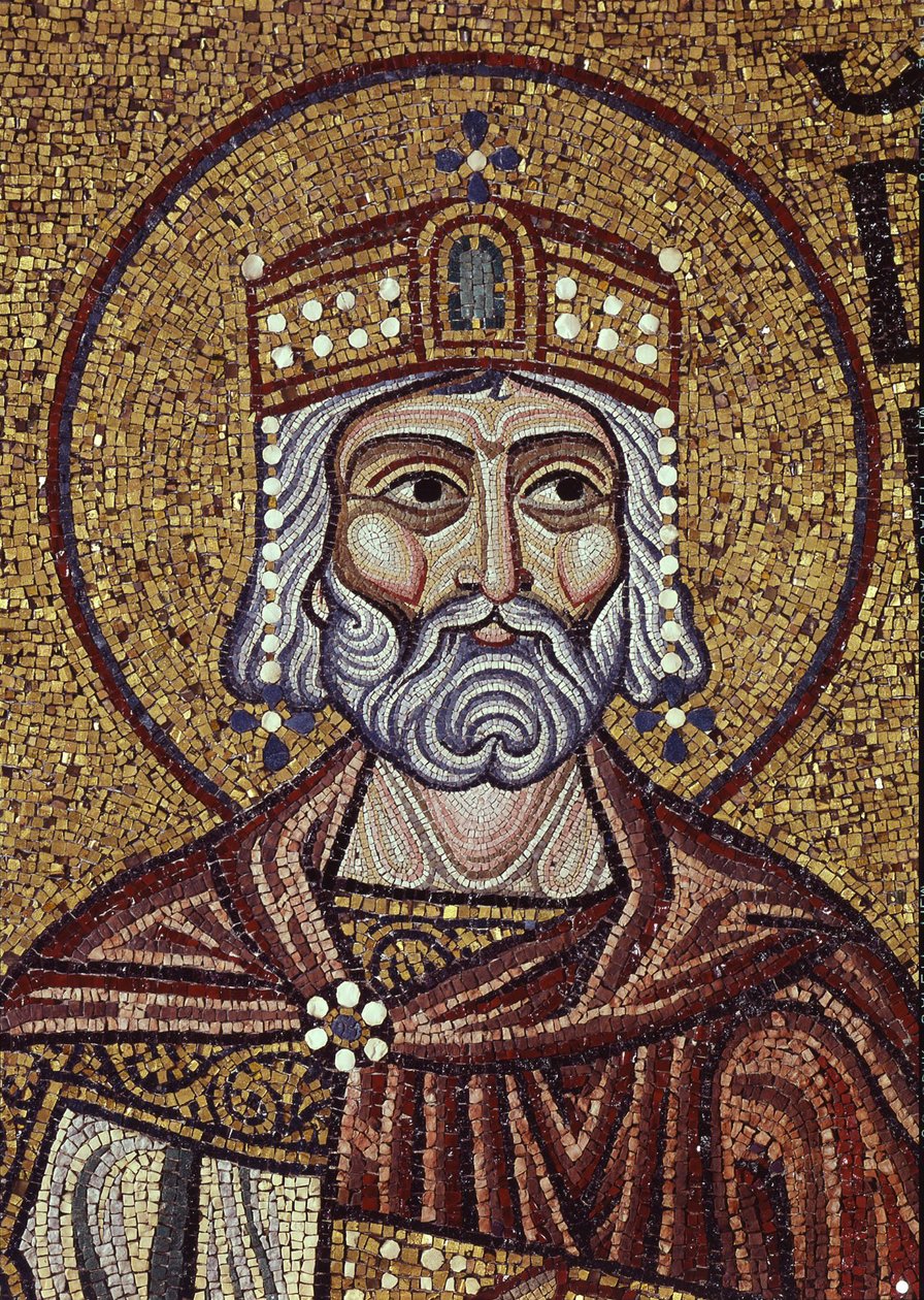 Kuningas Daavid yksityiskohta sisämosaiikeista Pyhän Markuksen basilikassa, 1100-luku tekijältä Byzantine Byzantine