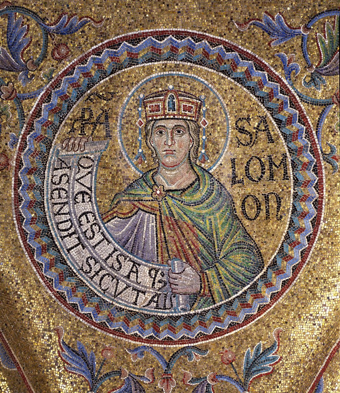 Kuningas Salomon yksityiskohta sisämosaiikeista Pyhän Markuksen basilikassa, 1200-luku tekijältä Byzantine Byzantine