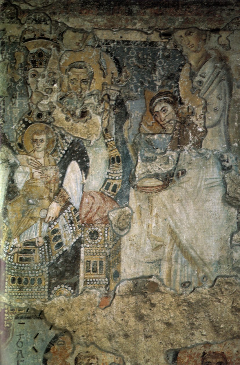 Anunciation-fresco Santa Maria Antiquassa, 565-578 tekijältä Byzantine Byzantine