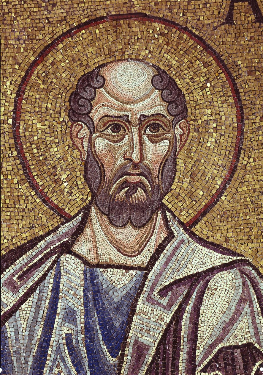 Profeetta Obadiah Yksityiskohta sisämosaiikista Pyhän Markuksen basilikassa, 1100-luku tekijältä Byzantine Byzantine