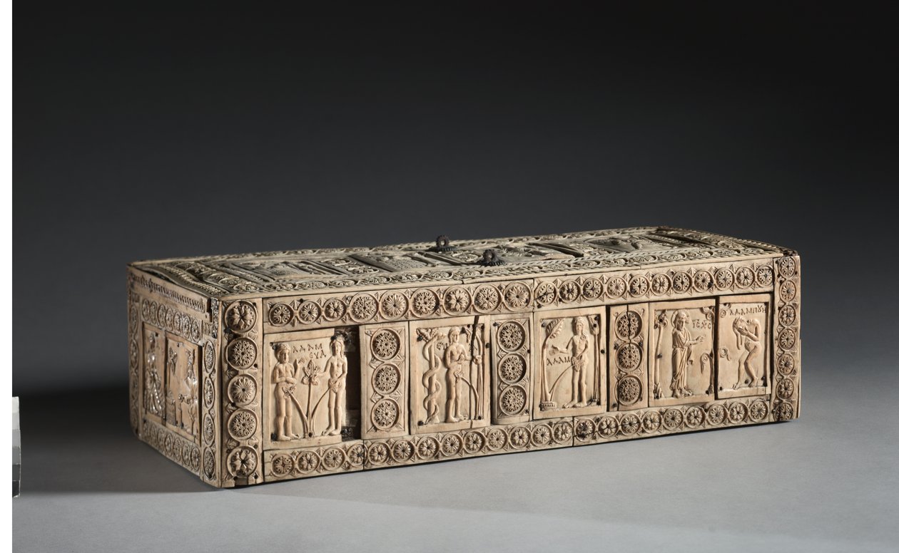 Norsunluulaatikko, jossa on kohtauksia Aadam ja Eeva, 1000-1100 tekijältä Byzantine School