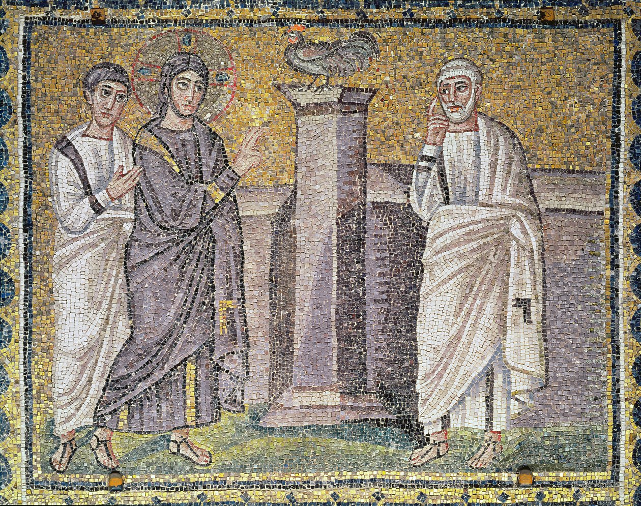 Jeesus ennustaa Pietarin kieltämisen, kohtauksia Kristuksen elämästä (mosaiikki) tekijältä Byzantine School