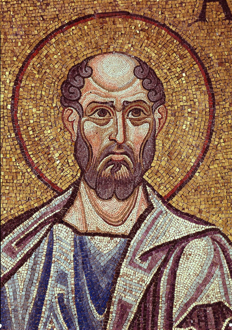 Profeetta Abdias (8. tai 6. vuosisadalla eKr.). Bysanttilaisen mestarin työ, mosaiikki, yksityiskohta Venetsian Pyhän Markuksen basilikan koristeesta (Italia) tekijältä Byzantine School