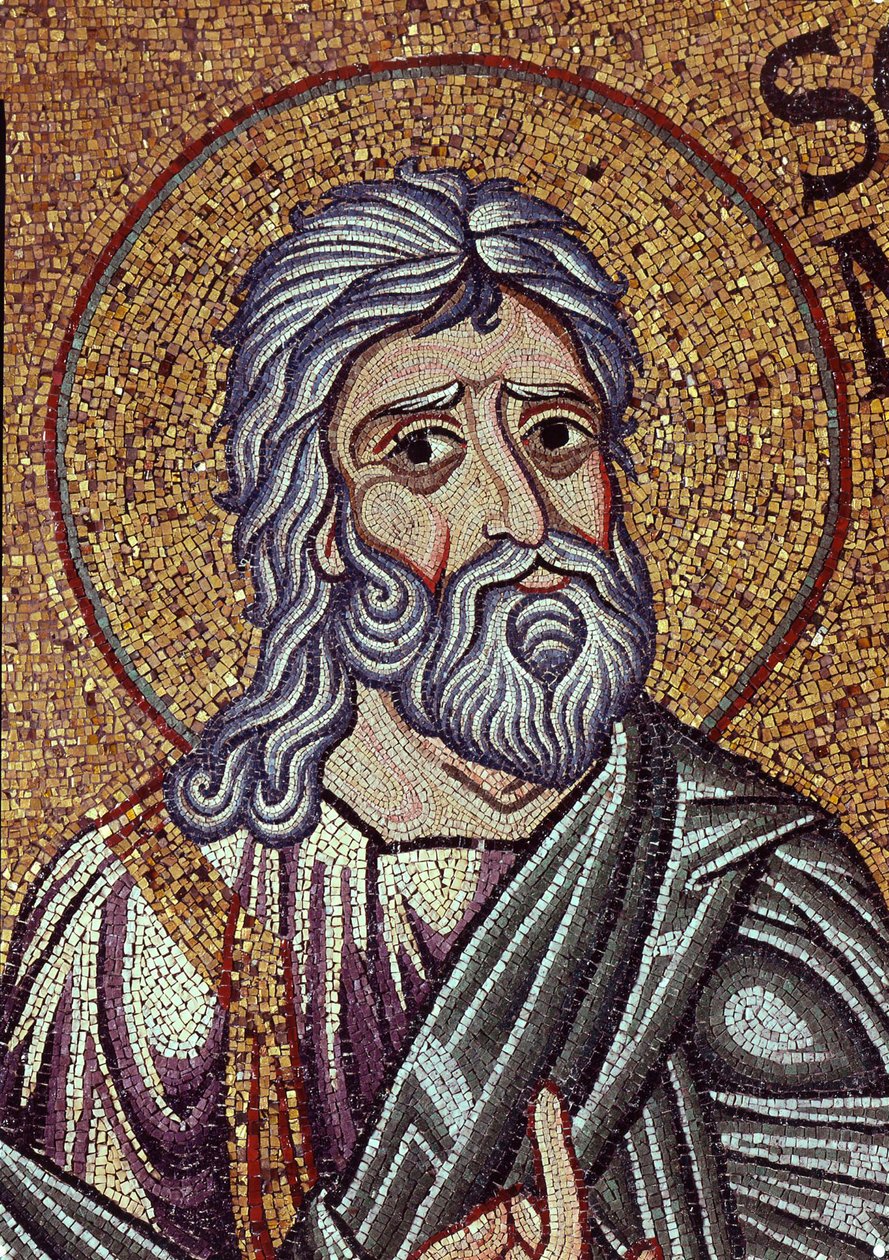 Profeetta Sefanja. Bysanttilaisen mestarin työ, mosaiikki, yksityiskohta Venetsian Pyhän Markuksen basilikan koristeesta (Italia) tekijältä Byzantine School