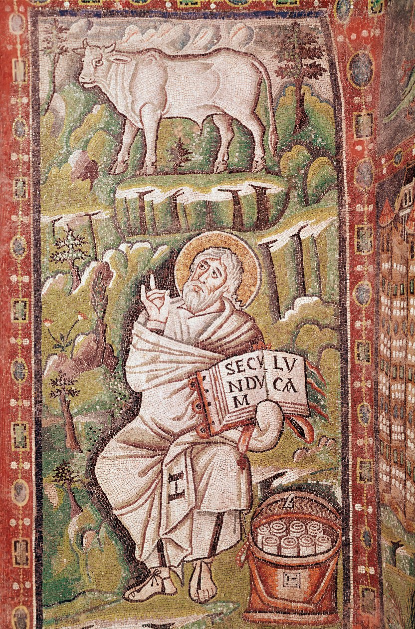 Luukas evankelista (mosaiikkiyksityiskohta, 6. vuosisata) tekijältä Byzantine School
