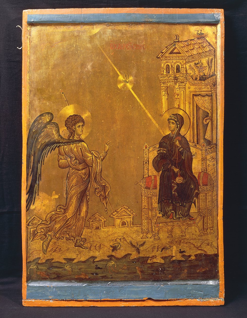 Anunciation (tempera paneelissa) tekijältä Byzantine School