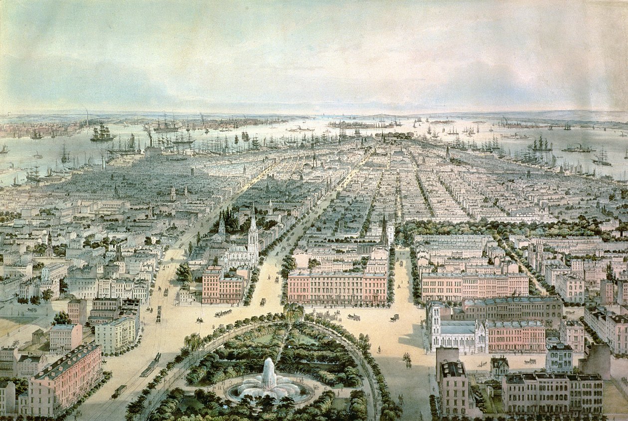 New York Looking South from Union Square, julkaisija John Bachman, 1849. tekijältä C. Bachman