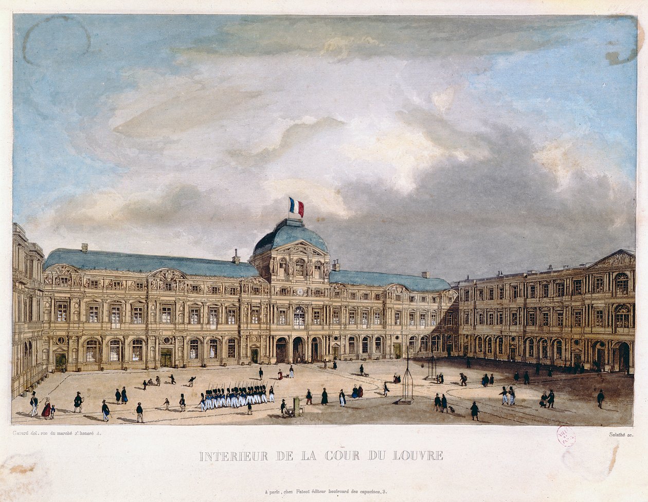 Louvren Cour Carreen sisustus, n. 1845-1840 tekijältä C. Gavard