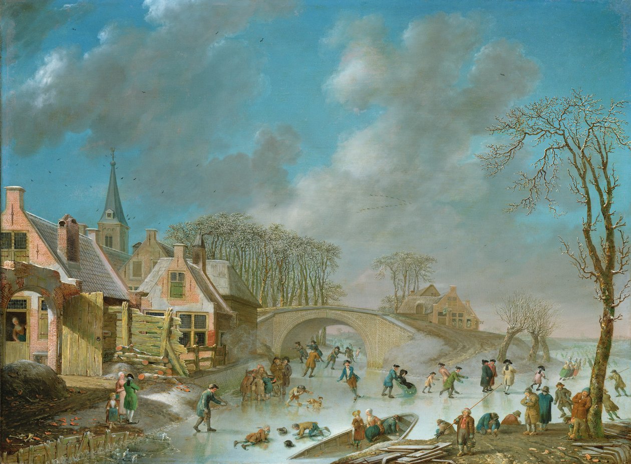Talvimaisema luistelijoiden kanssa, 1700-luku tekijältä C. Kuipers