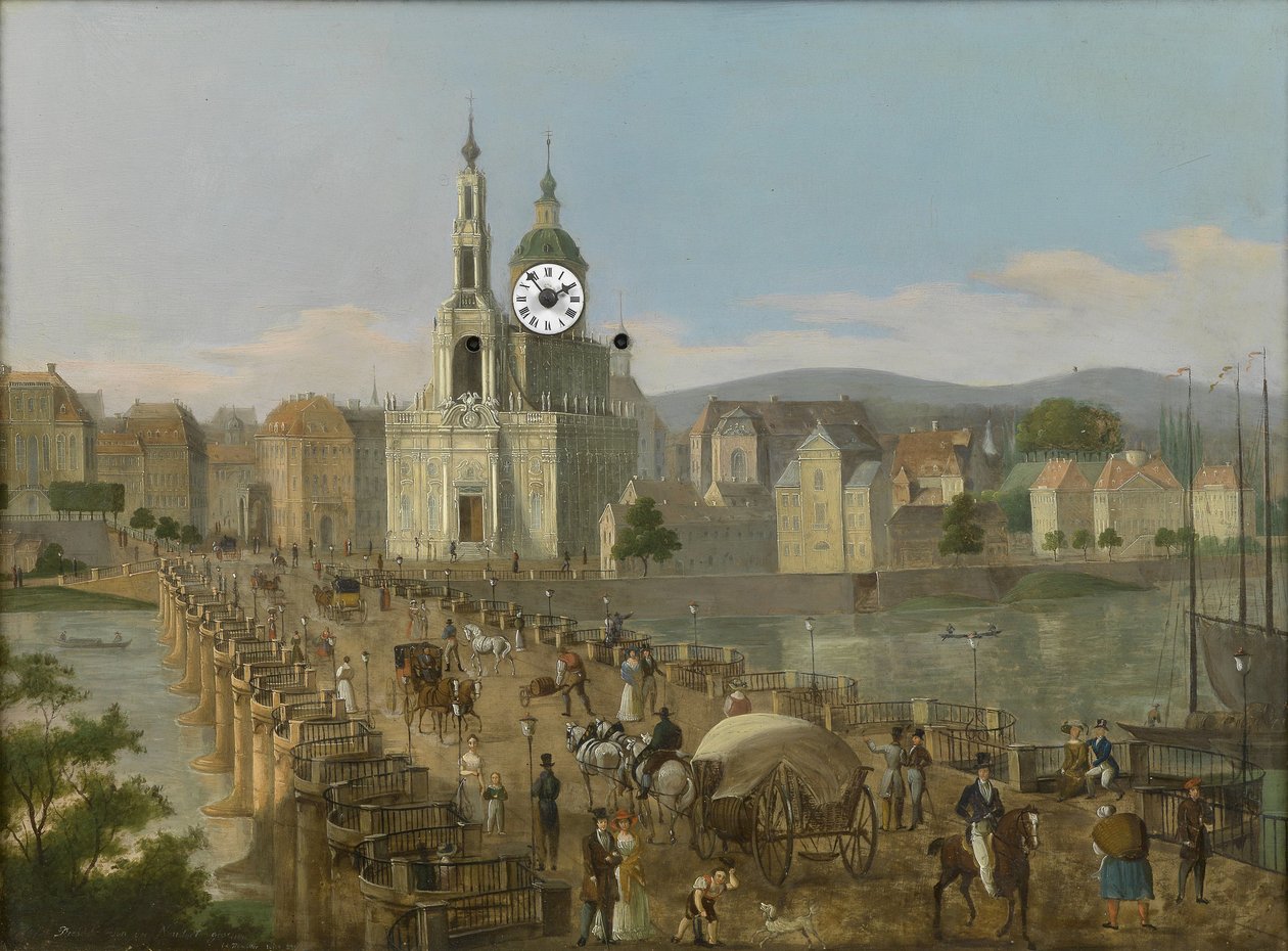 Wiener Biedermeier-Bilderuhr Dresden tekijältä C. L. Hofmeister