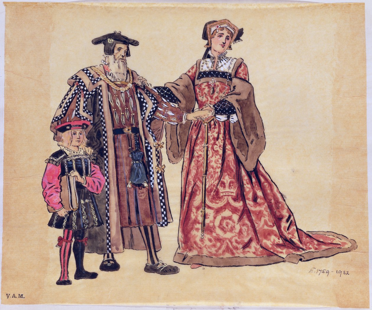 Rosalind ja vanha herttua, pukusuunnittelu elokuvalle As You Like It, tuottaja R. Courtneidge Princes Theatressa Manchesterissa tekijältä C. Wilhelm