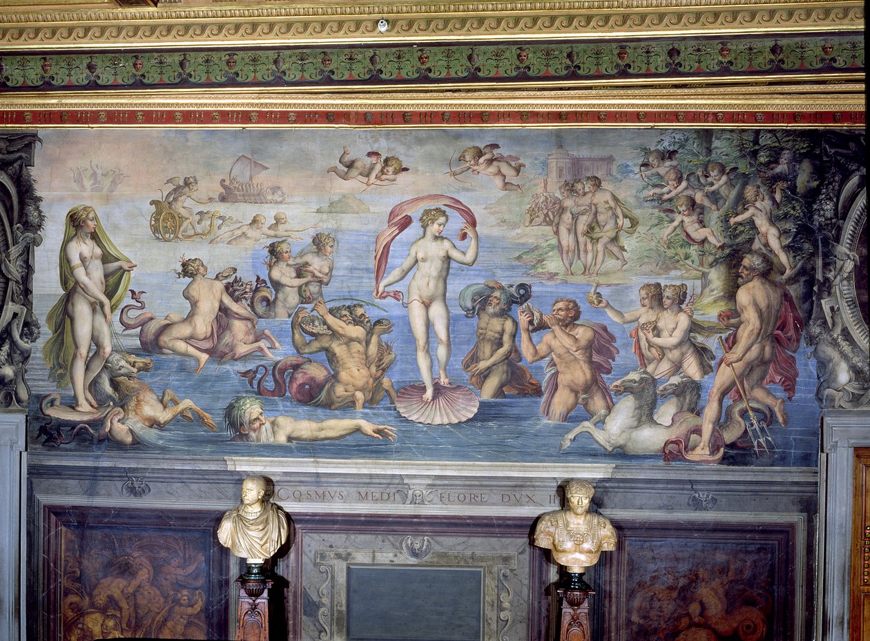 Venuksen syntymä, 1555 (yksityiskohta 82448) tekijältä C. and Vasari, G. Gherardi