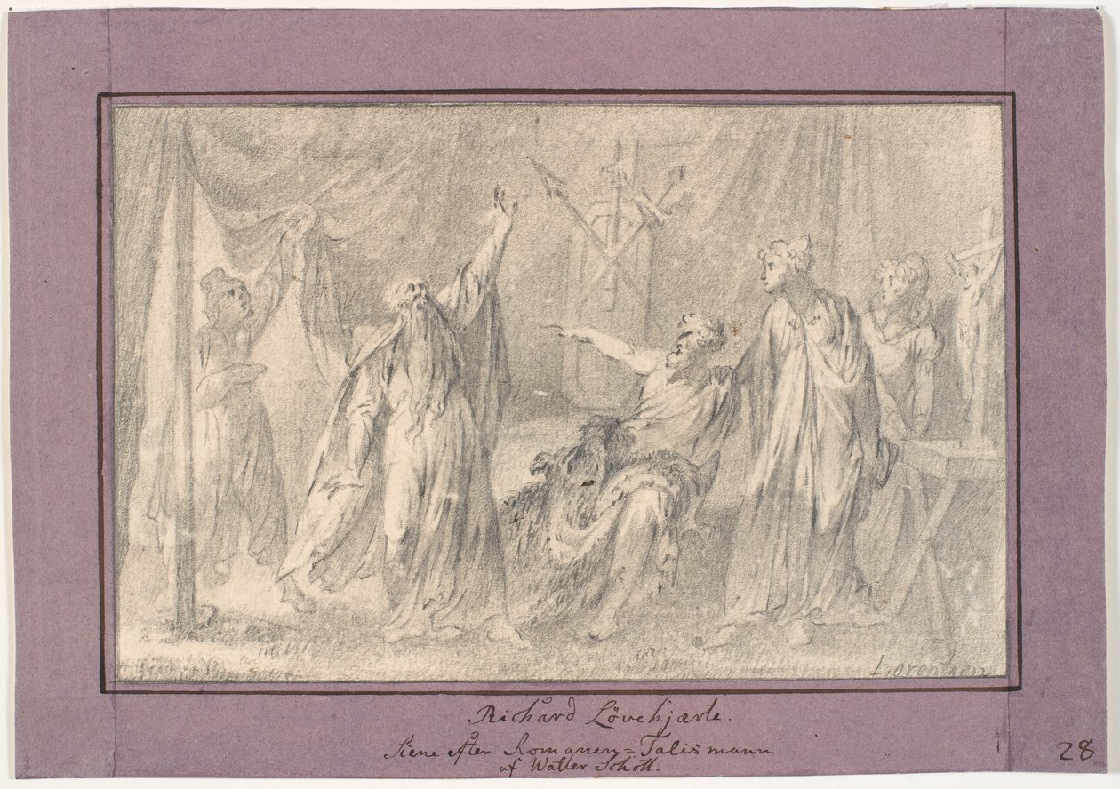 Richard Leijonasydän. Kohtaus Walter Scottin romaanista "Talisman" (1825). tekijältä C.A. Lorentzen