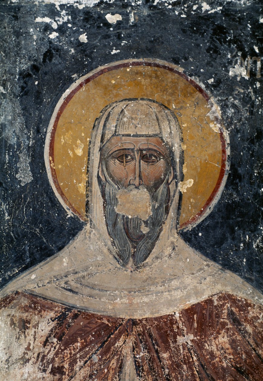 Apostoli, fresko bysanttilaisessa pyhien apostolien kirkossa Ateenan agorassa, Kreikassa tekijältä J.B. and Brown J. Rowbotham