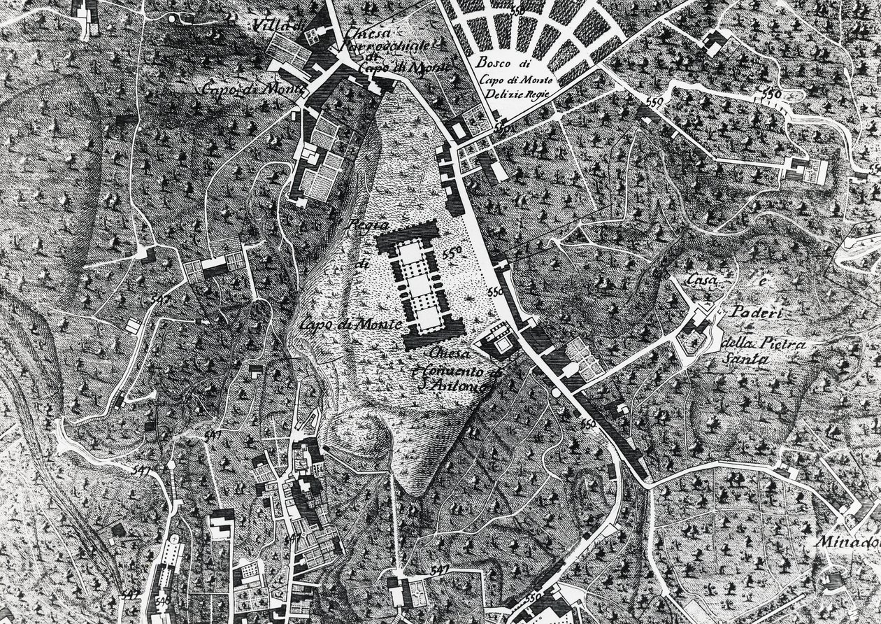 Napolin kaupunkikartta Capodimonten kanssa, yksityiskohta Duke Of Nojan kartalta tekijältä J.B. and Brown J. Rowbotham